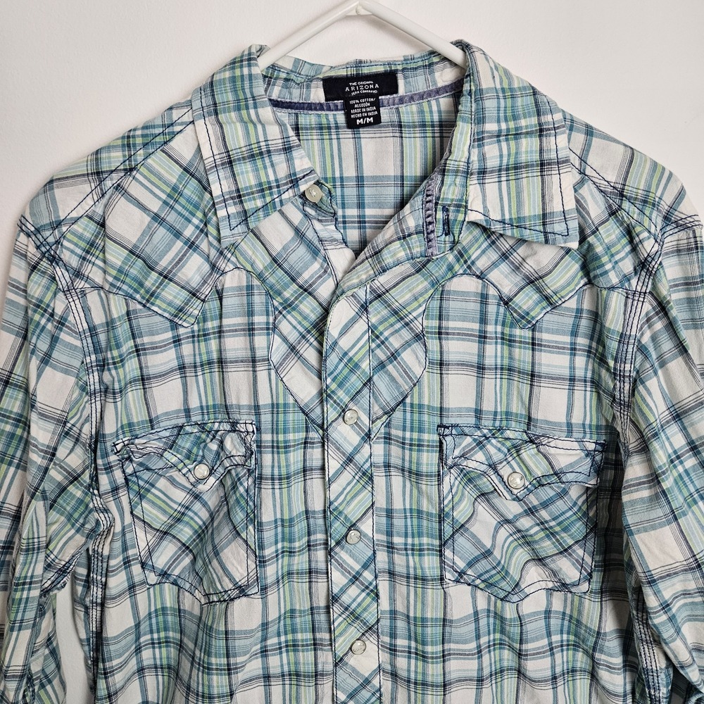 Arizona Western Pearl Snap Shirt Mens Sz M Cowboy Ranch Rockabilly Plaid